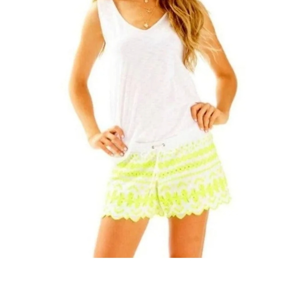 Lilly Pulitzer Neon Yellow Embroidered Pienaple Bay Breezy Shorts